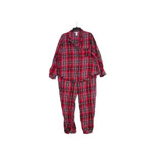 Victorias Secret Red Plaid Pajama Set XL/XG Womens Long Sleeve & Pants Cotton Bl